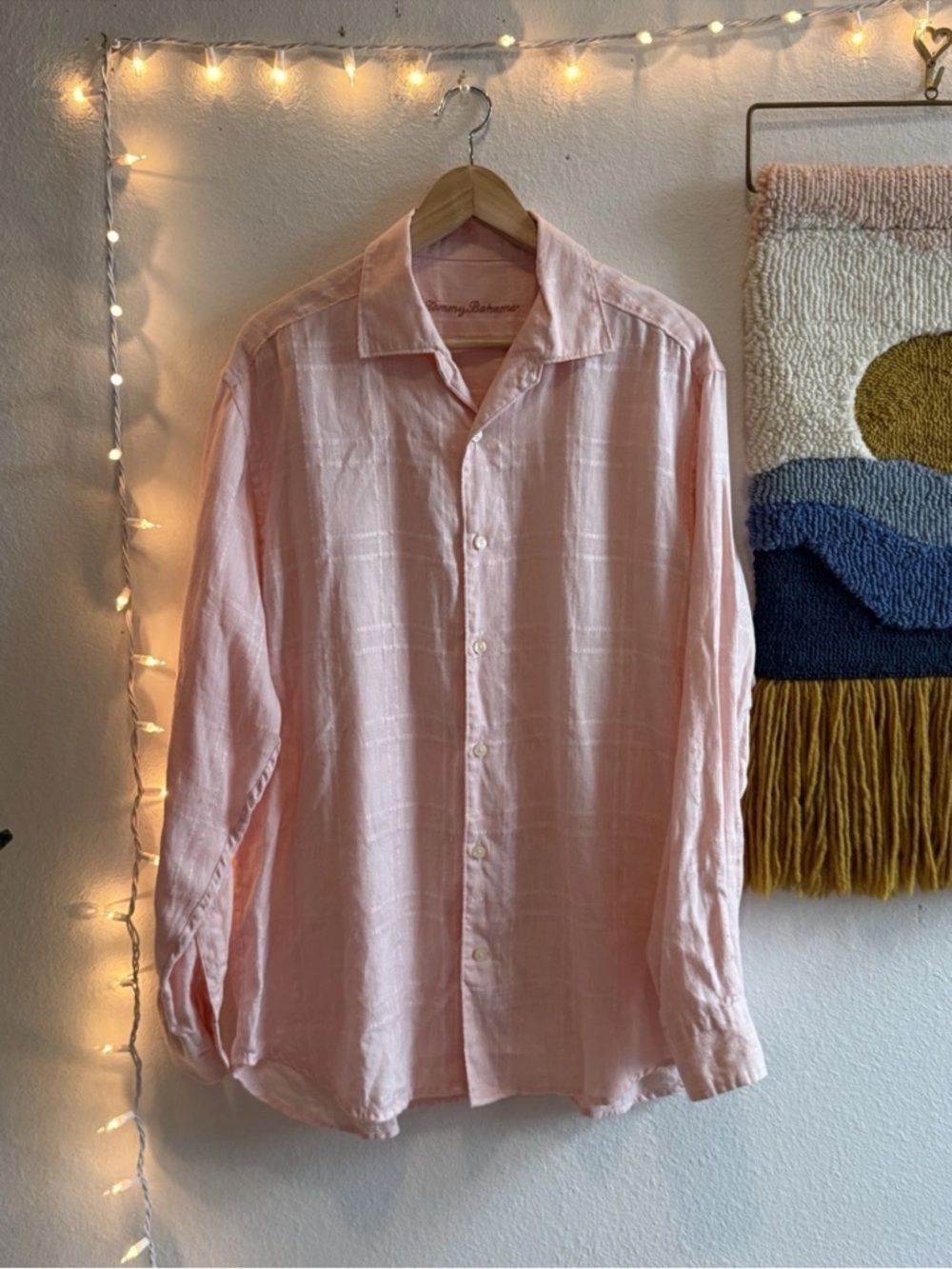 Tommy Bahama Shirt Men’s Size Medium Linen Button Coastal Beach Travel Casual
